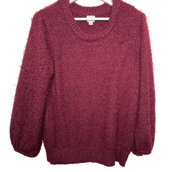 A New Day Textured Boucle Knit Sweater Burgundy Red Cozy Fall Winter Small - Picture 1 of 6